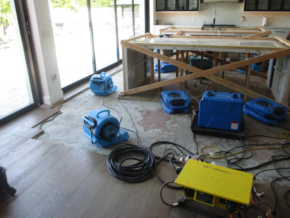 Kitchen drying after controlled material removal