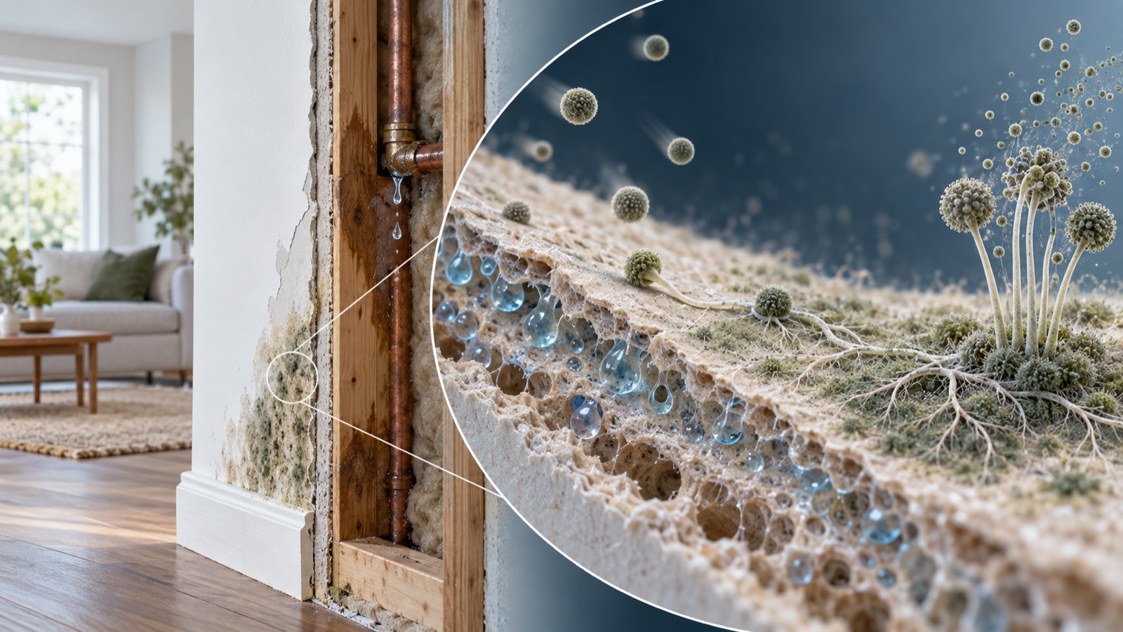 Mold and moisture biology illustration